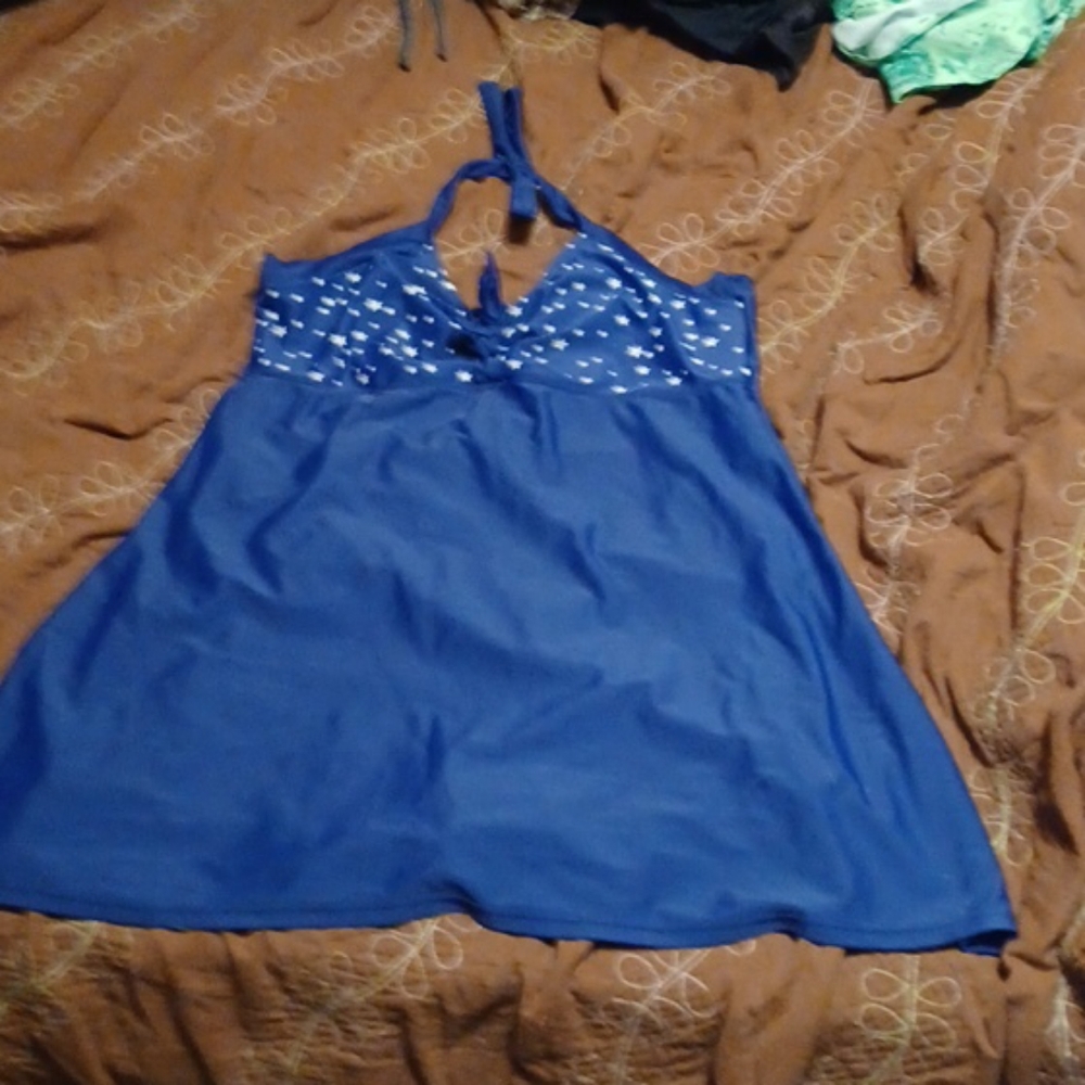 Blue swim dress with stars xxl